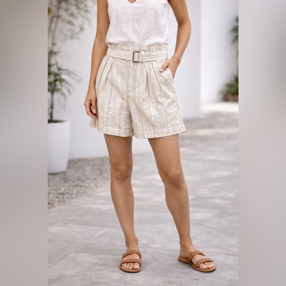 NWT banana republic high waisted linen striped shorts size 0